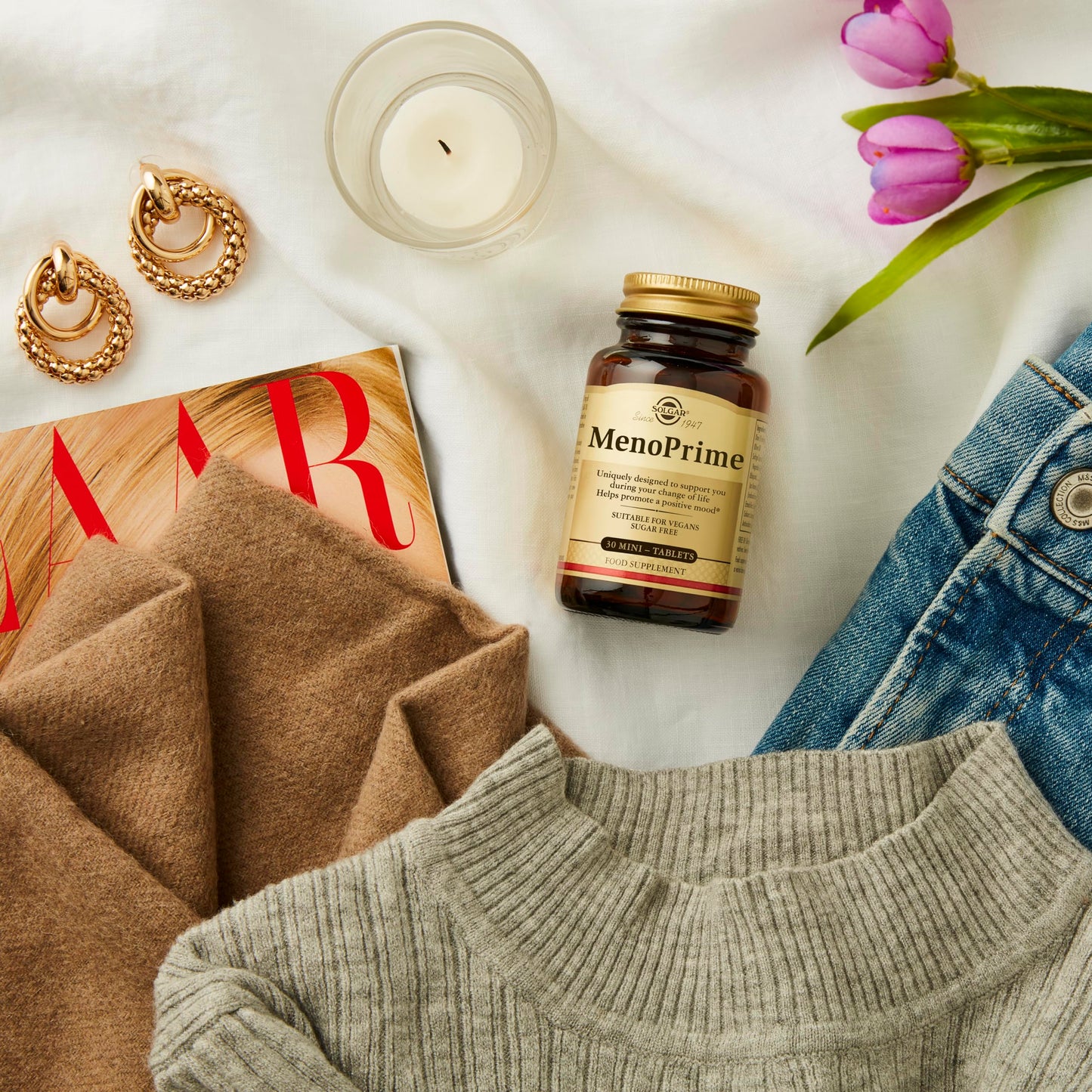 Solgar Menoprime, Women, Menopause, With Saffron and Rhubarb Extract, 30 Capsules 200 g, White