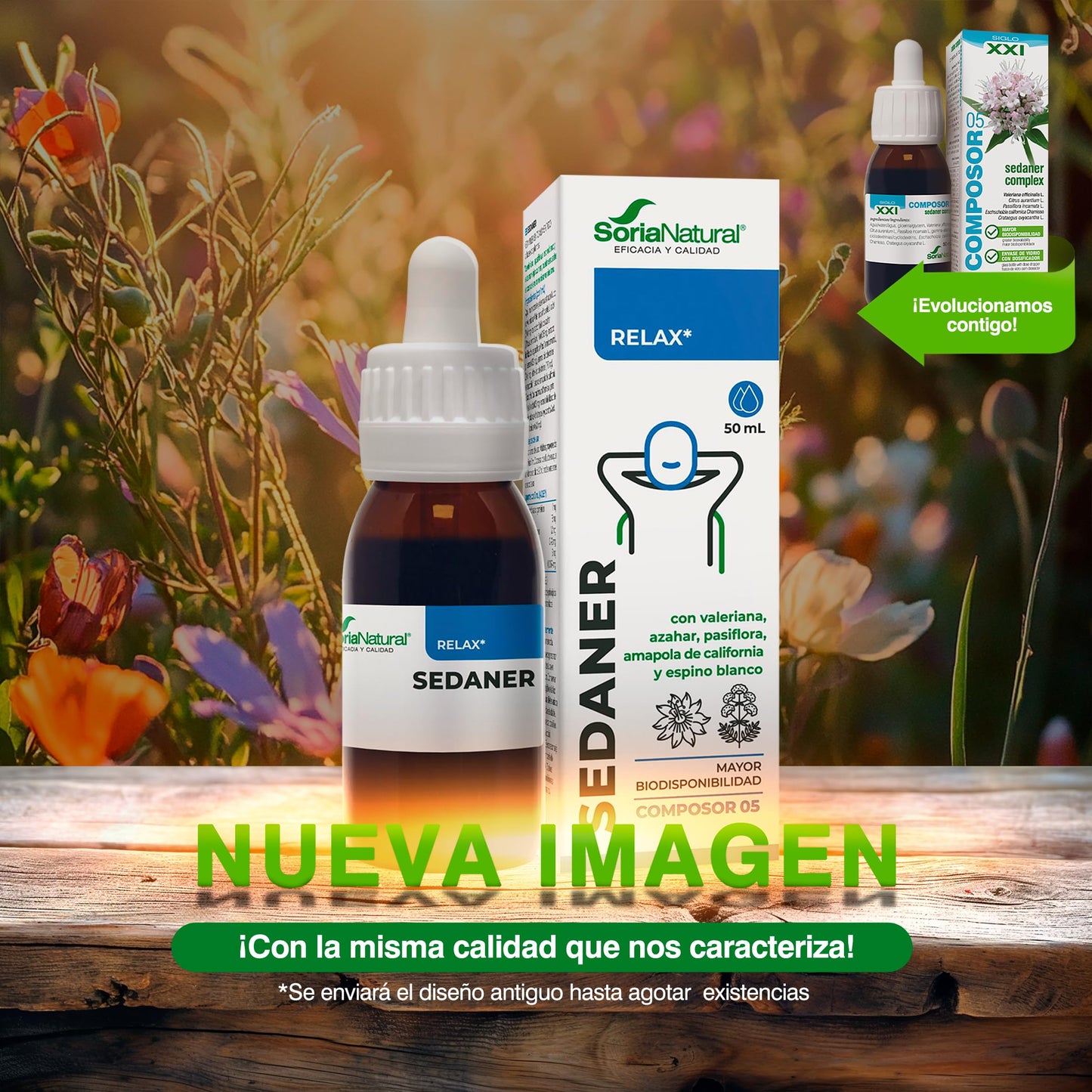Soria Natural - COMPOSOR 05 – SEDANER COMPLEX S. XXI – Food Supplement – Helps Rest and Relaxation – 50 ml – Valerian – Orange Blossom – Passionflower (PACK2)