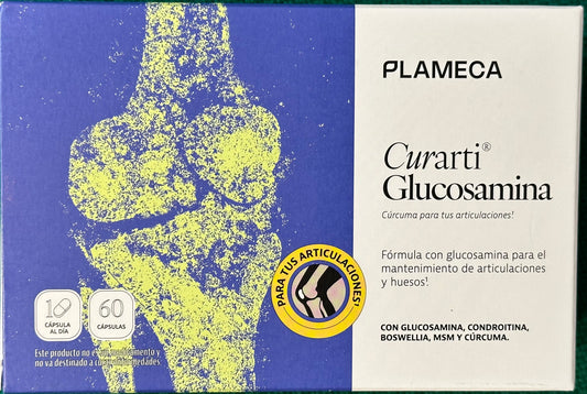 Curarti Glucosamina 597 mg condroitina MSM cúrcuma boswellia 60 cápsulas