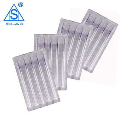 Aguja de acupuntura estéril con mango Sujok (resorte) y empaque de aluminio con certificación CE/ISO y tubo.