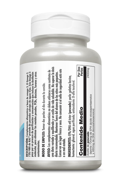 KAL Omega 3 EPA 720 mg DHA 480 mg 60 perlas