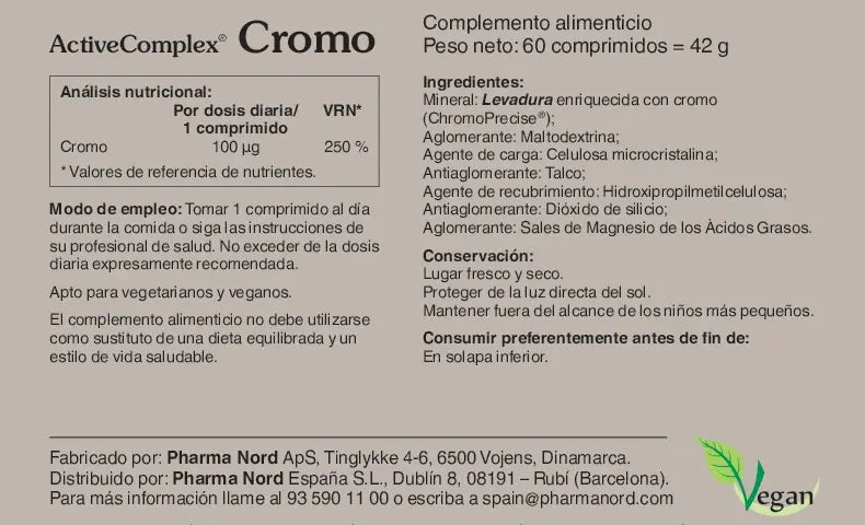 Pharma Nord Cromo orgánico para regular el azúcar