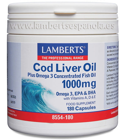 Lamberts Aceite de Hígado de Bacalao 1000 mg en forma de triglicéridos.