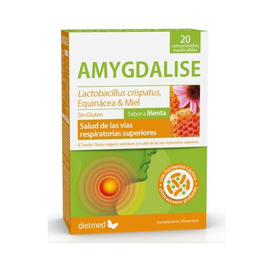 Amygdalise sabor Menta 20 comprimidos masticables Dietmed