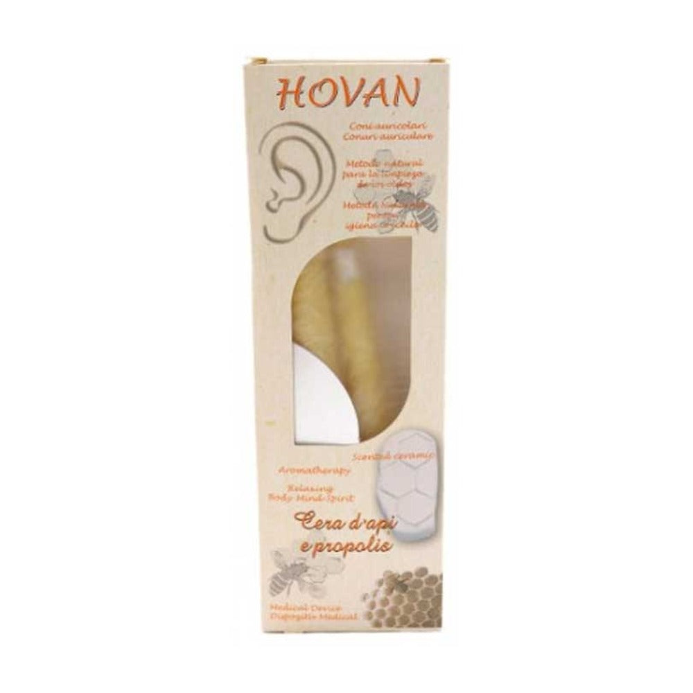 Conos para los O�dos Hovan, cera de abeja y prop�leo, envase de 2 unidades