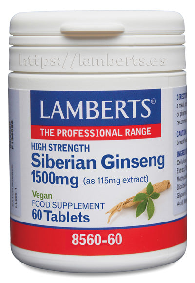 Lamberts Ginseng Siberiano 1500 mg como extracto estandarizado 60 Caps.