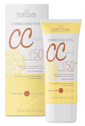 CC Cream SPF 50+ Natysal - Crema solar facial 50ml