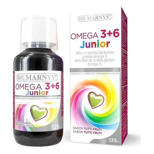Omega 3 + 6 Junior Marnys jarabe 125 ml, botella y caja